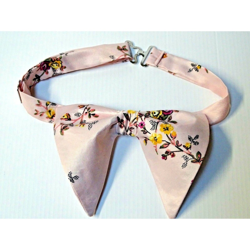 Handmade Blush Pink Floral Bow tie Vintage style 70's Gift 4 Him Wedding Pre-tie